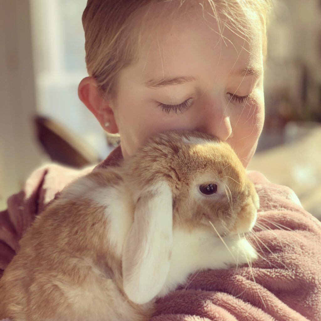 Photo of girl and bunny