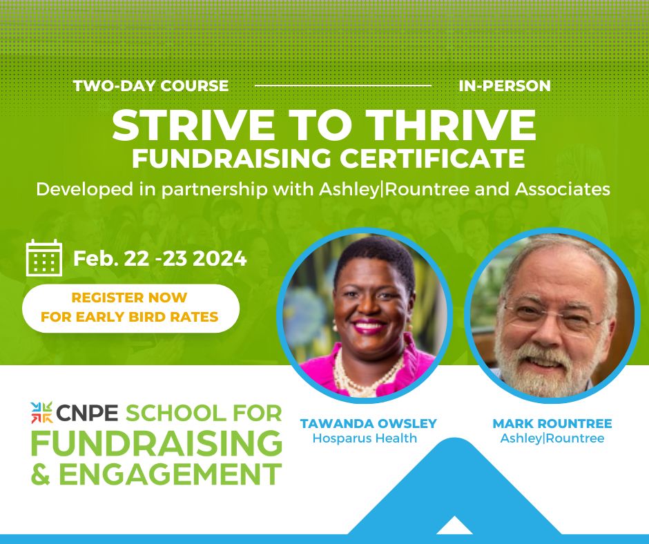 Image of information about Strive to Thrive fundraising certificate course.